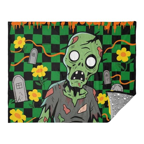 Coperte e copriletto, motivo zombie, per Halloween, 127 x 178 cm, per letto e divano, colore: verde