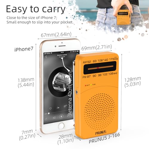 Image of PRUNUS J-166 Portable Radio AM FM, Battery Operated Radio