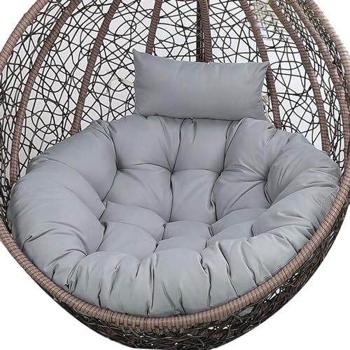 Silla columpio grande de ratán, hamaca colgante de mimbre con cojines para uso en interiores y exteriores, elegante decoración de terraza de jardín gris plateado