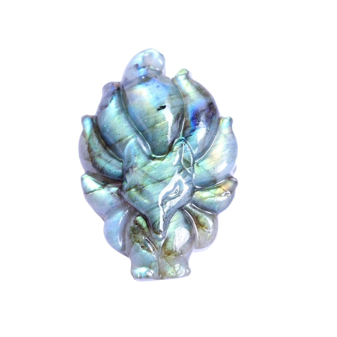 YLQUXEUV 1pc 5cm Pulled Feldspar Nine tailed Fox Statue Ornament Home and Office Trinket Home Decoration Gift