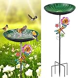 Metal Bird Bath for Garden, 38In Freestanding Birdbaths & Supports, Bird Bath Feeder Bowl with Upgraded 5-Pronged Base for Outdoor Garden Patio & Lawn Decor (Vintage Green)