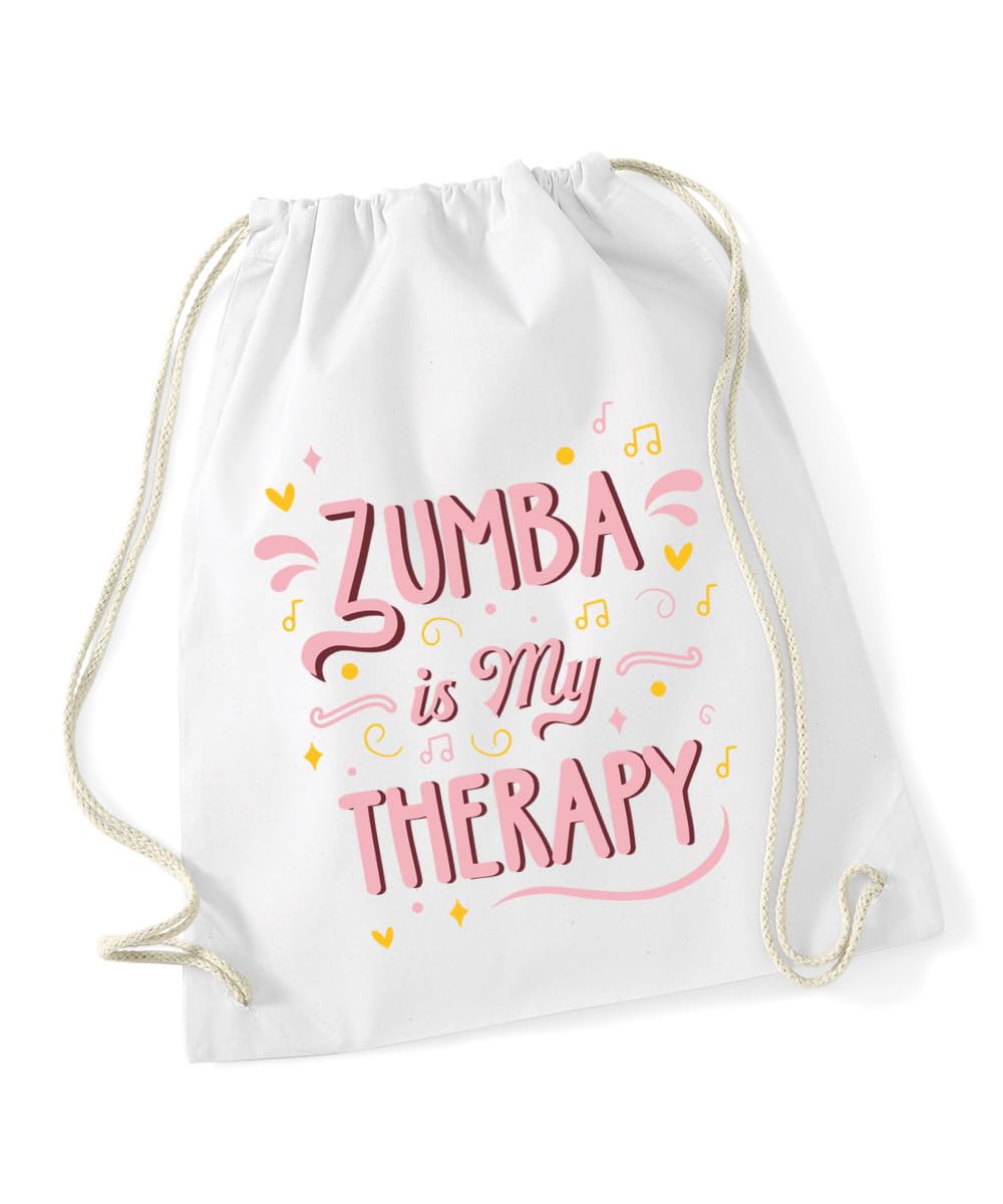 Hippowarehouse Zumba is my therapy Drawstring Cotton School Gym Bag 37cm x 46cm, 12 litres