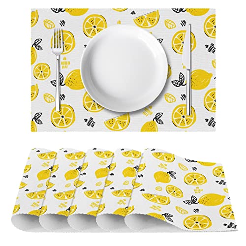 Sets de table citron faciles à nettoyer lot de 4 protecteurs de table