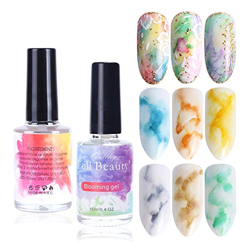 12 Colors Blooming Watercolor Nail Polish,15ml/Bottle Magic Blooming Polish manicuring Kit Work with Painting Drawing Nail Vanish Watercolor Ink Art Design