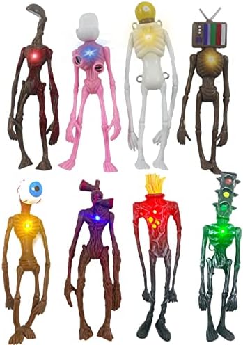 8-Piece Siren Head Action Figure Set with Light & Movable Joints, 20cm, Horror Fans Toy Model Doll, PVC Material (Style C)