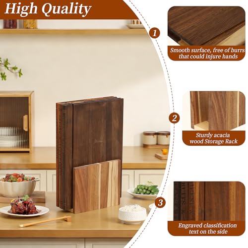 Set de tablas de cortar estilo libro de madera acacia miniatura 3