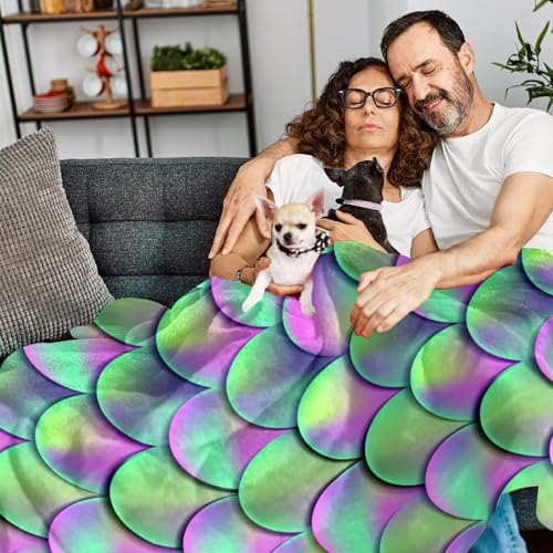 Couverture polaire sirène cadeau original jeté de canapé microfibre verte douce