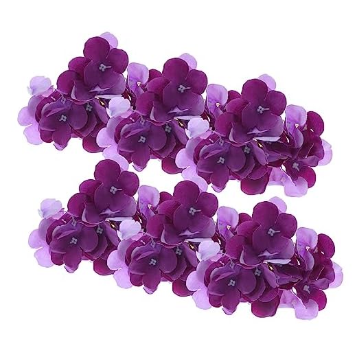 Abaodam 6 Piezas Hortensias Artificiales Falso Cabezas De Flores Artificiales Cabezas De Hortensias Falsas Hortensia Morada Falsa Tela De Seda Púrpura Suministros para Manualidades Boda