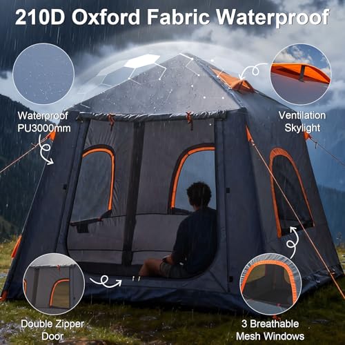 Image of Inflatable Tents for Camping,Easy Blow Up Tent with Hand Pump,4 Seasons Waterproof Air Inflatable Camping Tent House for Family Weekend Camping