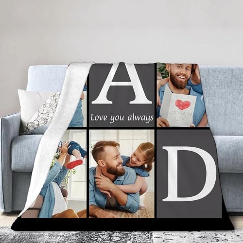 Personalised Blanket with Photo Text, Customised Picture Blanket for Adult Family, Custom Blanekt, Personalised Christmas Valentines Fathers Day Birthday Gifts for Dad Daddy Men from Daughter Son - Image 7