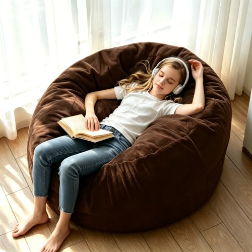 Image of Memory Foam Bean Bag Chair for Adults, 3FT Brown