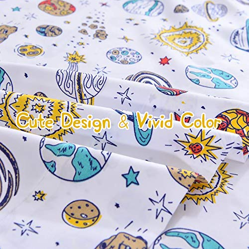 Jsd Kids Space Sheet Set Twin Size, 3 Piece Universe Planets Pattern Soft Microfiber Sheets Deep Pocket #TOP4