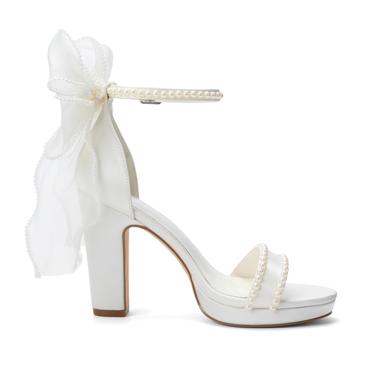 Winflag Platform Heels Pearl Wedding Shoes for Bride High Heel Bridal Shoes...