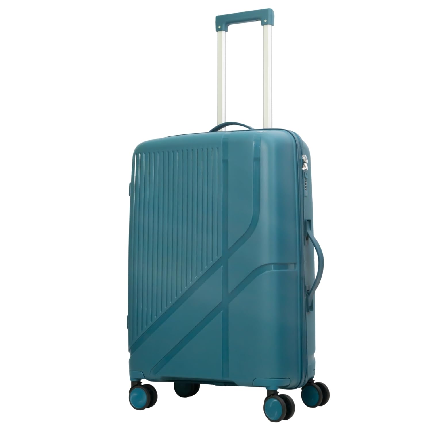 TOURTIER Hard-Shell Luggage Trolley Bag with 360° Spinner Wheels, Large Capacity Travel Carry-On Suitcase (Style-2, Lakeblue, 24 INCH)