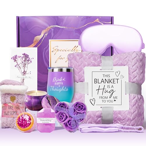 Birthday Gifts for Women, Gift Baskets for Women, Self Care & Get Well Soon Gifts, Lavender Relaxing Spa Gift Baskets, Unique Gift Baskets for Mom Girlfriend Sister Wife Grandma