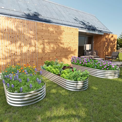 Image of 2PCS 6x3x1ft Galvanized Metal Raised Garden Bed Kit,Outdoor Planter Box Vegetables,Flowers,Herbs Durable Rust-Resistant Patio Gardening Beds