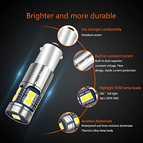 Duabhoi Ba9S Led Buld Canbus Error Free 1895 1893 Ba9 64111 T4W 53 57 1445 Super Bright 3030 Chipset For Car Interior Rear Fog Reverse Indicator Dome Side Marker Lights 2Pcs White #TOP3