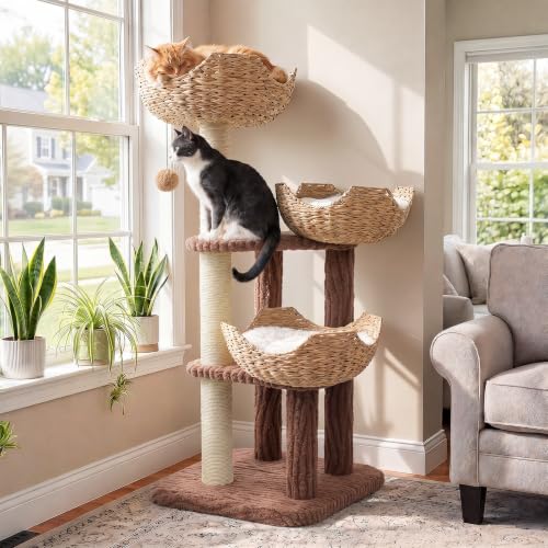 Árbol para gato moderno PAWZ Road con cestas y 44 pulgadas miniatura 1