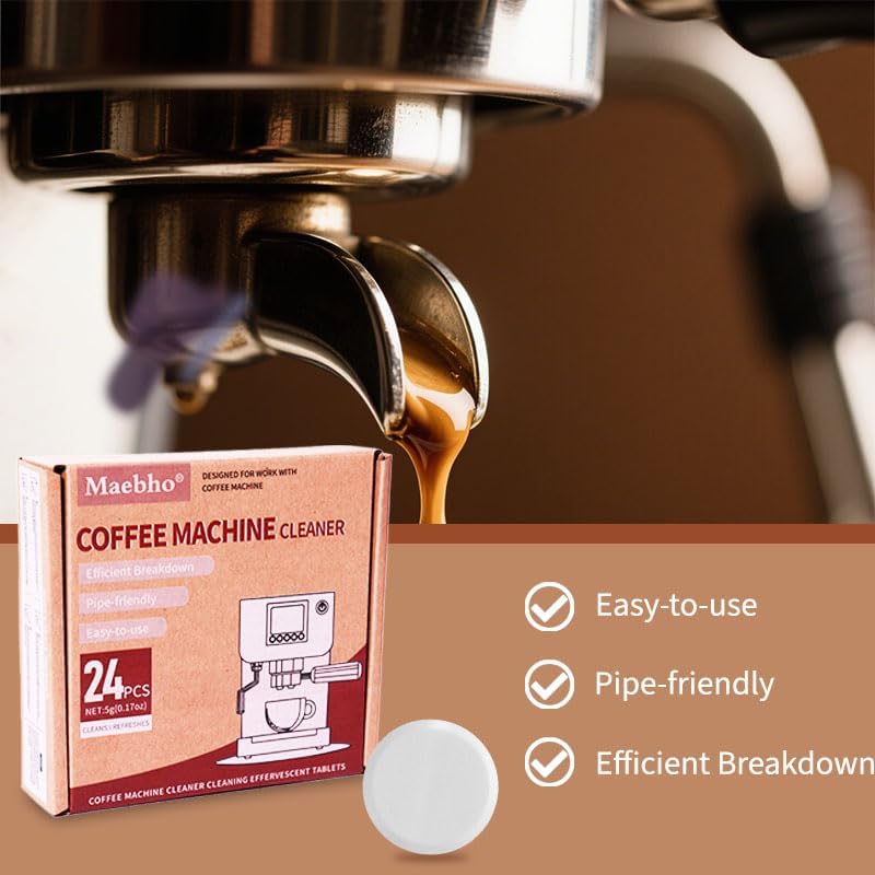 Miniatura 7 de Tabletas limpiadoras para máquinas de café, 24 tabletas de limpieza efervescentes, 0.17 onzas
