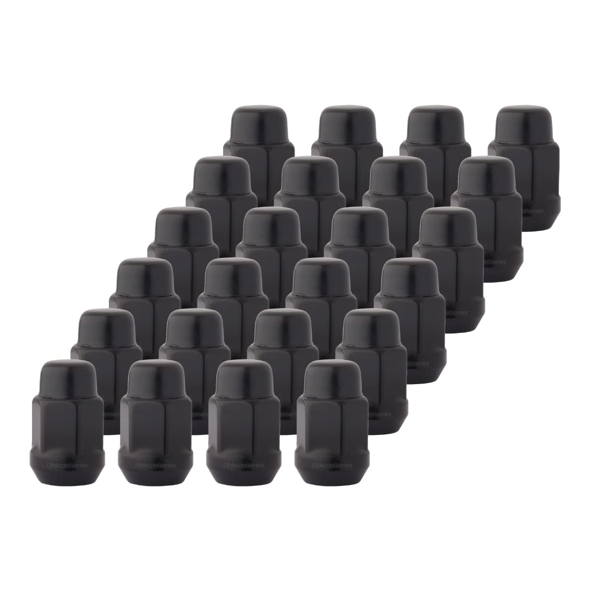 DPAccessoriesBlack M12x1.25 Lug Nuts - Closed-End Bulge Acorn Lug Nut for Aftermarket Wheels - 19mm (3/4") Hex - Set of 24 Black Lug Nuts - D3115BK/024