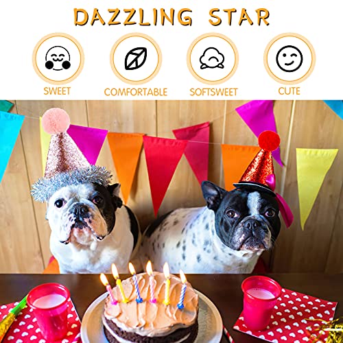 4 Pieces Dog Birthday Hat For Pets Christmas Party Decoration Accessories Pet Headband Hats Charms Grooming Accessories (Red, Blue, Gold, Pink) #TOP4