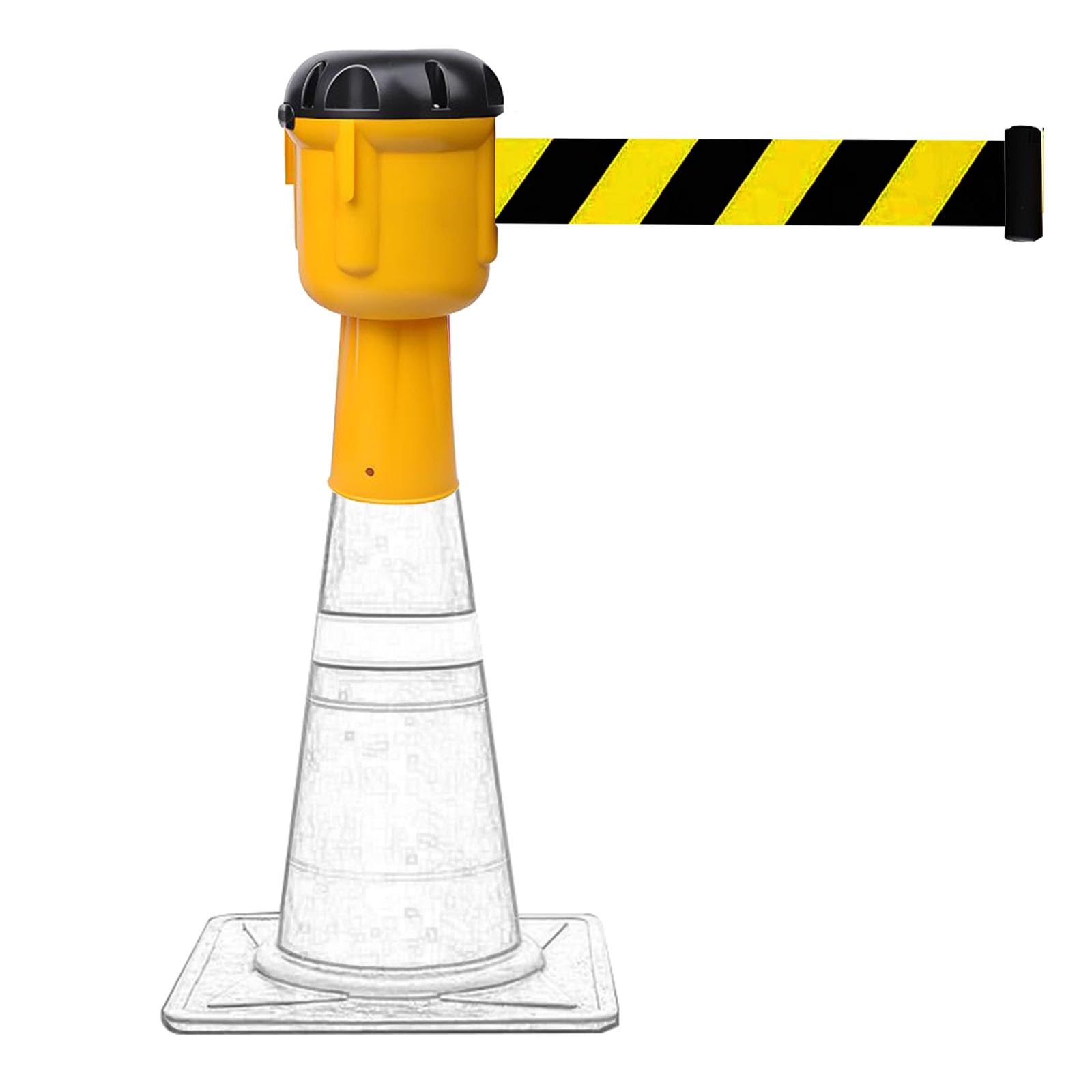 Tavkomco Cone-Mounted Retractable Belt, 6.6/9.8/16/32FT Retractable Topper Traffic Cone Topper,for Blocking Pedestrian Areas,with Automatic Rebound(A,10M(32FT))