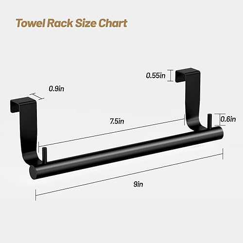 Miniatura 4 de VEHHE Toallero de cocina, 2 piezas, 9 pulgadas, soporte para toallas de cocina con 2 ganchos, toallero sobre el gabinete con almohadillas de espuma