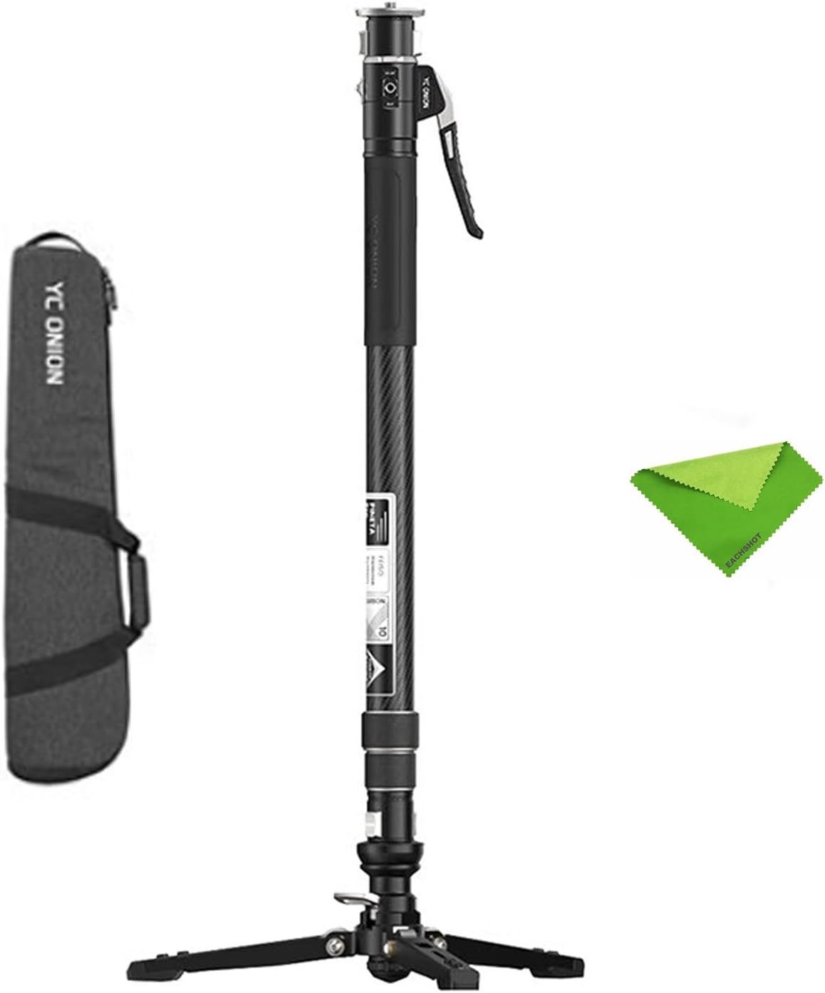 YC Onion Pineta Pro Carbon Fiber Monopod with Pedal Base, Lightweight Travel Monopod Light Stand with Quick Release Plate for Sony Canon Nikon Fuji DSLR Cameras, Gimbal and etc Max Load 11lb/5Kg