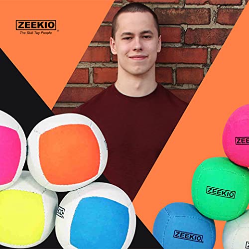 Zeekio Lunar Juggling Balls - [Set Of 3], Professional Uv Reactive, 6-Panel Balls, Synthetic Leather, Millet Filled, 110G Each, Solid Pink #TOP5