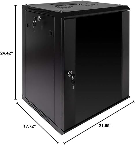Miniatura 7 de NavePoint Gabinete para rack de servidores de 12U con puerta de vidrio, ventilador de refrigeración, cerraduras y paneles laterales extraíbles -