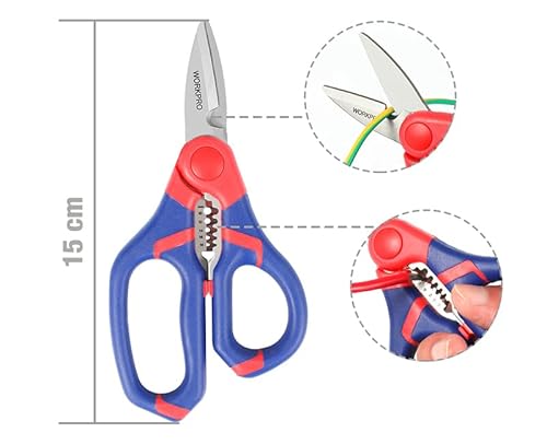 Miniatura 2 de Workpro Tijera Para Electricista Con Pelacables 152mm, Tijera Para Cables, Tijeras Universales, Multifuncionales Con Pelacables De Acero Inoxidable