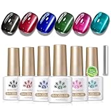 BORN PRETTY マグネットジェル キャッツアイジェル レッドグリーン クリスマスカラー 6色セット 微粒子キャッツアイ効果 ホームネイルアート ガラスビーズ効果 ジェルネイルアートカラー UV/LED対応 初心者からプロまで対応