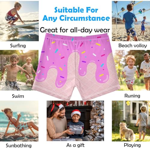 Boys Swim Trunks Quick Dry Bathing Suit Purple Pink Ice Cream Toddler Swim Shorts Boardshorts Swimwear 3-102