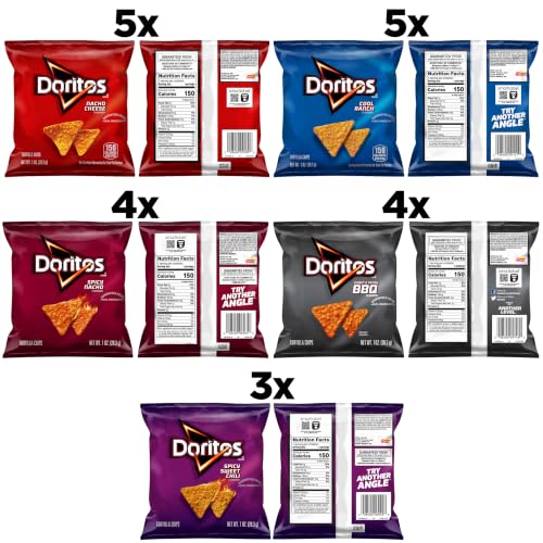 Image of Doritos Flavored Tortilla Chips, Variety Pack, 1 oz Bags, (21 Pack)