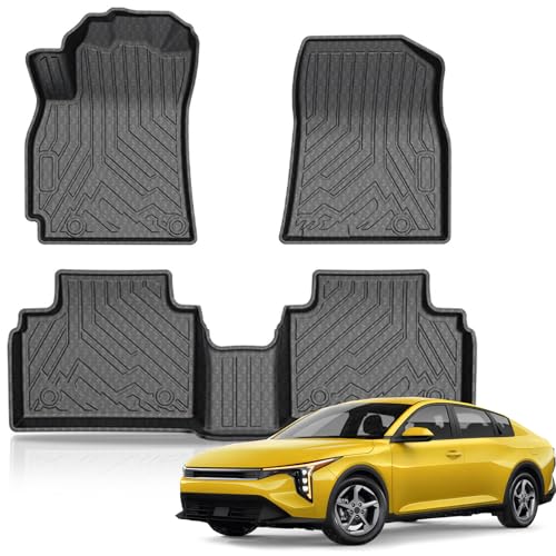 KUST Floor Mats for 2025 2026 Kia K4 Sedan All Weather Floor Liners Front Rear 2 Row Car Mats for K4 Accessories Anti-Slip TPE Rubber Raised Edge