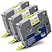 Produktbild 3x Labelwell 6mm Kompatibel Flexibel Schriftband Ersatz für Brother Tz TZe-FX611 TZeFX611 Schwarz auf Gelb für Brother PT-H105 PT-1010 1000 PT1280 PTH100LB PTE100 PT-H105WB PT-D400VP PT-D200BW
