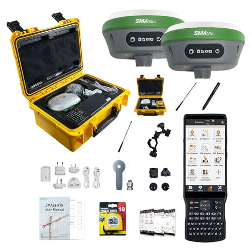 SMA26 Pro Rover&Base RTK GNSS Survey System with Handheld Collector, Dual GNSS Receiver, Tilt Compensation, 4G/WiFi/Bluetooth, IP67 Waterproof, Ideal for Land, Construction(exclude Tripod&Pole)