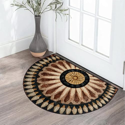 Tapete semicircular NYZE 61x91 cm flor lavable antideslizante miniatura 5