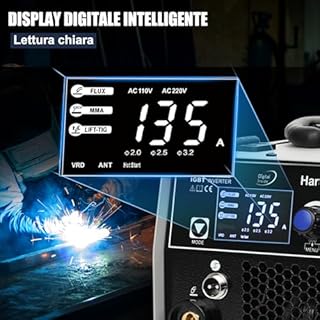 Harukiku135 saldatrice a filo continuo no gas, Saldatrice 3-in-1 Multiprocesso (Flux MIG/MMA/Lift TIG) con Alimentazione Sinergica, Inverter IGBT Compatto per Professionisti & Hobby Domestico