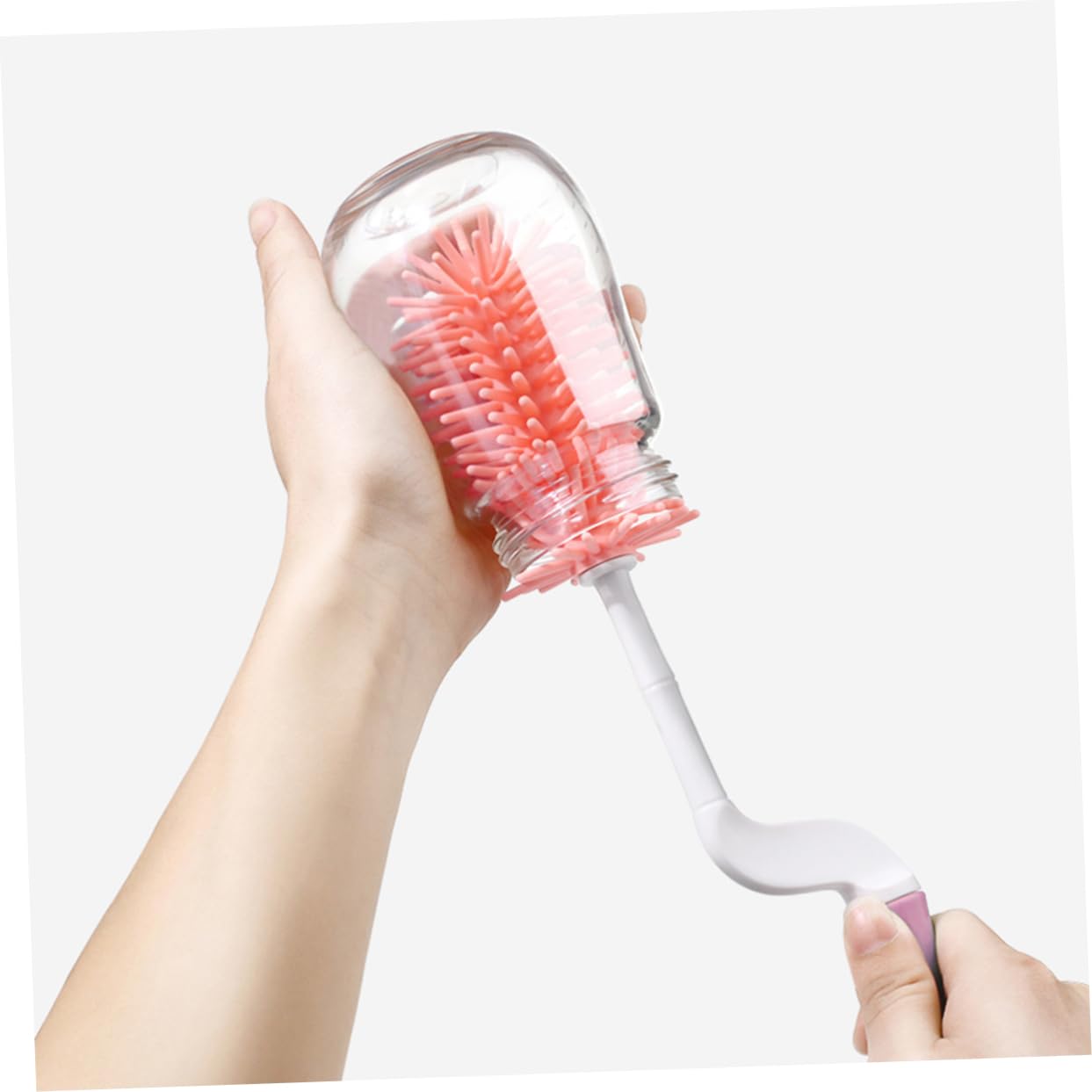 ULTECHNOVO 3juegos Cepillos Limpiabiberones Diseño Rotatorio De Set De Accesorios para Limpieza De Biberones y Chupetes Color Rosa