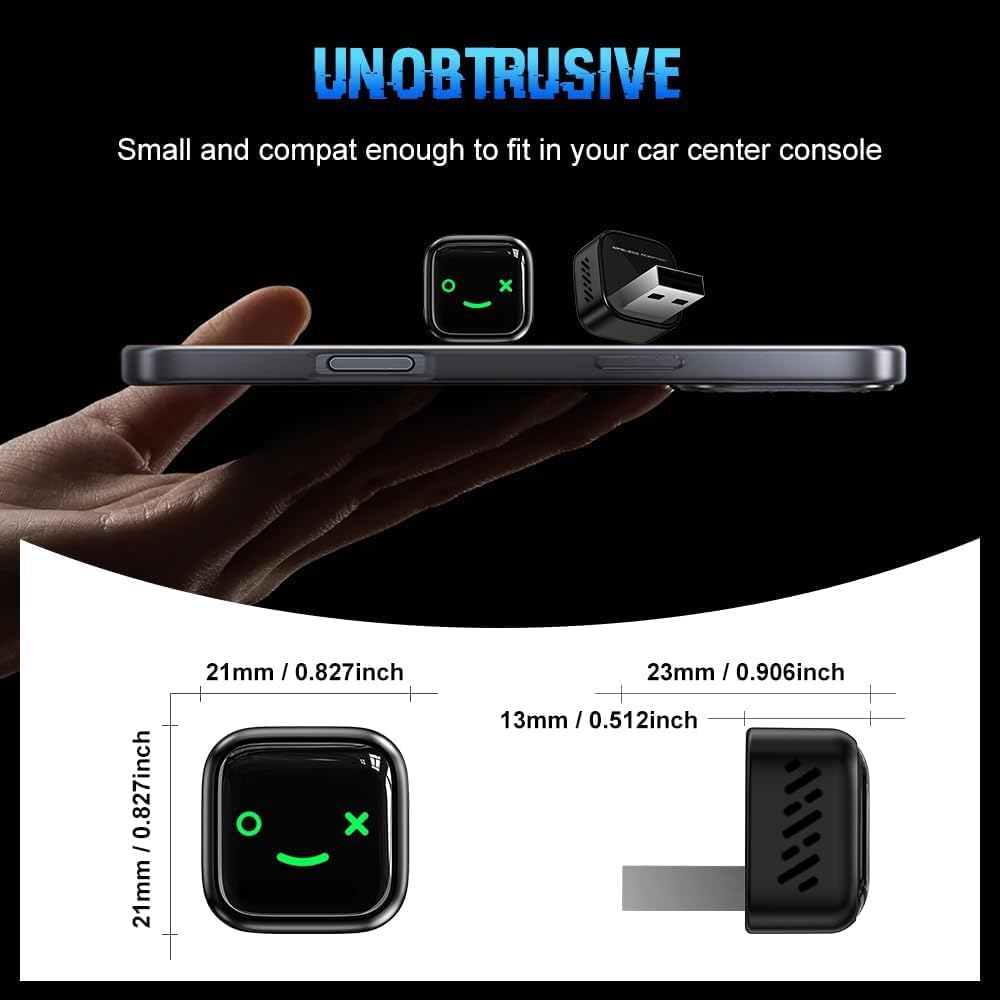 Wireless CarPlay Adapter for Android/iPhone (2 in 1) - 2026 Upgrade Wired CarPlay,Mini Size,Plug and Play,Perfect Compatible with Built-in Wired Apple CarPlay and Android Auto Cars-Black