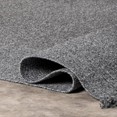 Image of Handmade Cotton Braided 2x8 feet Runner Rug - Washable, Low Pile Reversible Floor Mat for Bedroom, Kitchen, Entryway & Living Room - Eco-Friendly Woven Carpet - (Charcoal, Rect)