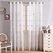 Produktbild Topfinel Voile Ösenvorhänge mit Schmetterling-Stickerei Mustern Tülle Gardinen Decoschal für Wohnzimmer Schlafzimmer Fenster 1 Stück 215x140cm(HxB) Weiß