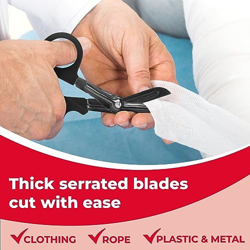 Ever Ready First Aid Autoclavable Titanium Bonded Bandage Shears 7 1/4" Bent - Tactical Stealth Black (Tactical Black Single Pack) - Image 5