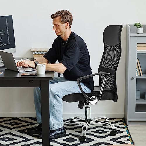 Sedia Ufficio Scrivania Ergonomica Schienale Alto Reclinabile Portata 135 kg Girevole a Rotelle Altezza Regolabile Imbottita Traspirante e Ecopelle con Braccioli e Poggiatesta Nera - Sedia gaming - Immagine 8