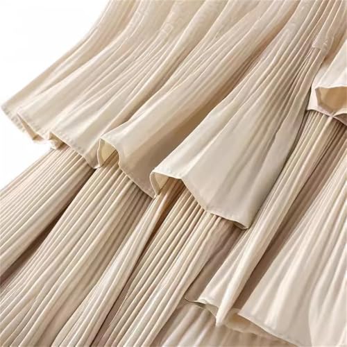 Korean Style Asymmetrical Pleated Cake Skirt Women Mid-Length Ruffled Irregular Hem A-Line Skirt2