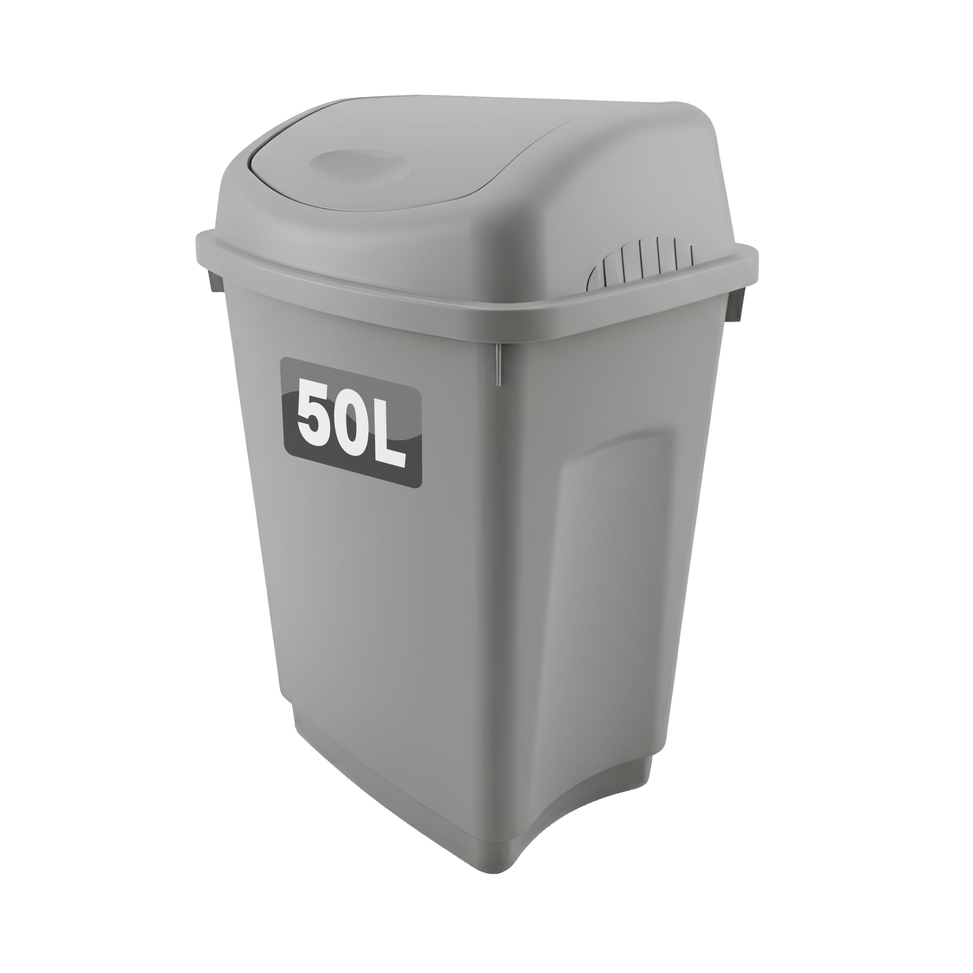Optimal Products 50 Litre Plastic Swing Bin 50 15 25 8 Litre Home/Office/Kitchen Rubbish Waste Dustbin Trash Swing Lid Bin Silver