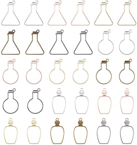 Dijes de bisel de espalda abierta de estilo surtido, colgantes de marco hueco de metal, dijes de flores prensadas para hacer joyas de resina UV DIY