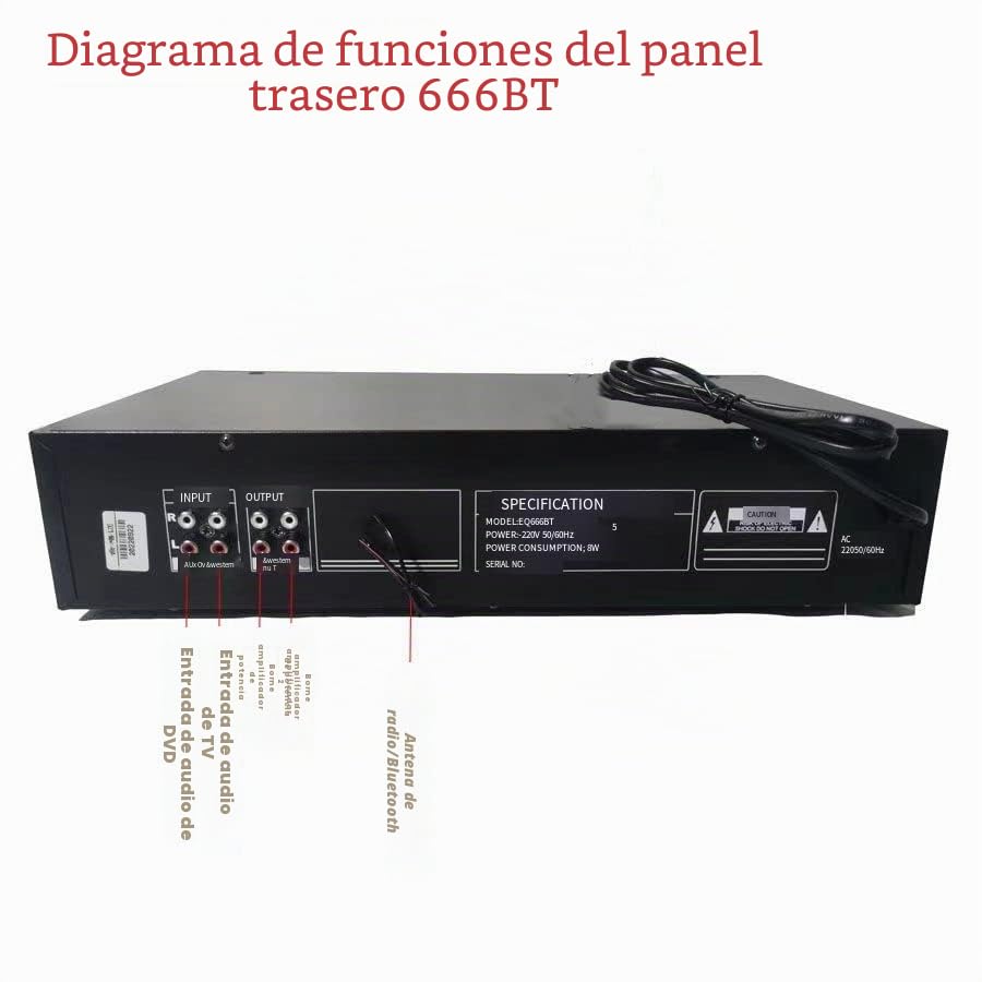EQ-666BT Ecualizador Bluetooth sin pérdidas estéreo de 40 bandas Controlador de efectos digitales de audio,EQ Hi-Fi Home EQ,Ecualizador de ajuste alto/medio/bajo,tarjeta de soporte/disco U, black