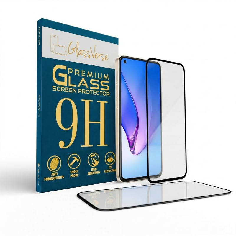 Image of GlassVerse 9H Gorilla Tempered Glass for Oppo Reno 8 5G | HD Clarity Screen Protector, Ultra Strong 9H Protection, Edge to Edge, Case Friendly, Hassle-less Installation Kit Included. (Pack of 2)